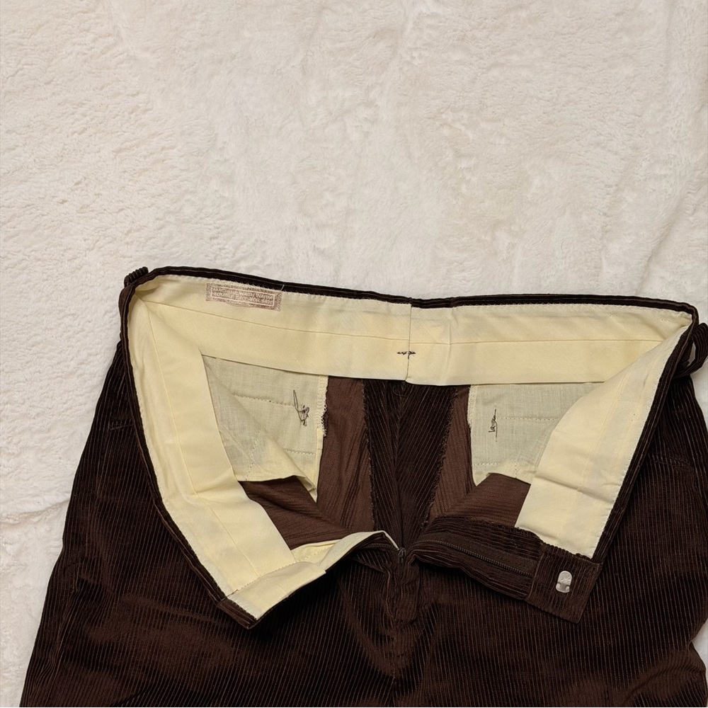 Vintage 1970s Brown Corduroy Pants Straight Leg Scovill Zipper Size 34x30 - Picture 7 of 14